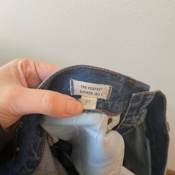 Madewell The Perfect Summer Busted Knee Cotton High Rise Dark Wash Denim Jeans - Picture 8 of 9